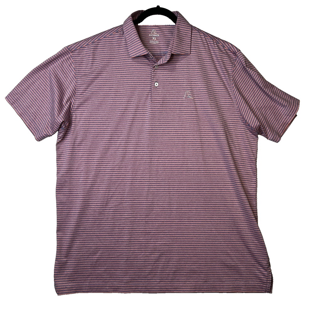 Rhoback Men's Striped Polo Shirt - Maroon and White